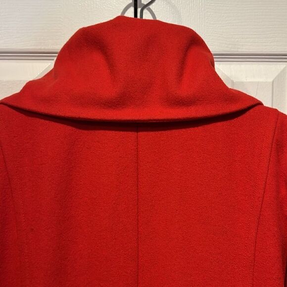 Giacca Red Wool Blend Double Breasted Pea Coat Size M - Picture 7 of 13